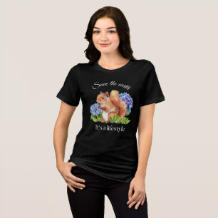 T-shirt En Tri-matière Écureuil à l'aquarelle, sauvez la Terre