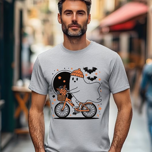 T-shirt En Tri-matière Éffrayant Ghost Riding Vélo Halloween moderne