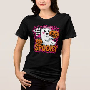 T-shirt En Tri-matière Éffrayante mignonne fille fantôme Citrouille Hallo