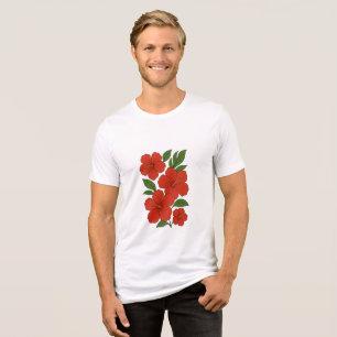T-shirt En Tri-matière Élégance Tropicale Hibiscus Rouge sur Fond Noir