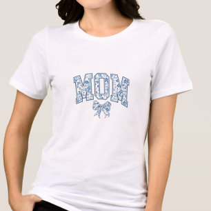 T-shirt En Tri-matière Elégant Bleu Bow Chinoiserie Maman