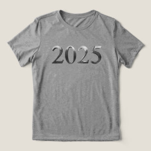 T-shirt En Tri-matière Elégant Faux Silver Numbers Bonne année 2025