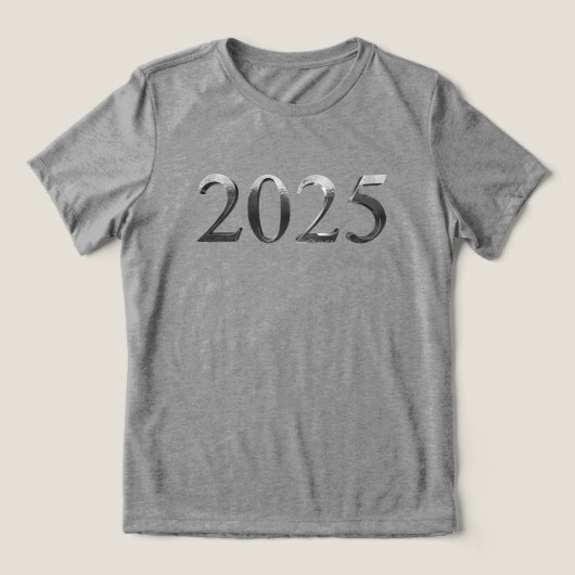 T-shirt En Tri-matière Elégant Faux Silver Numbers Bonne année 2025 (Design Recto)