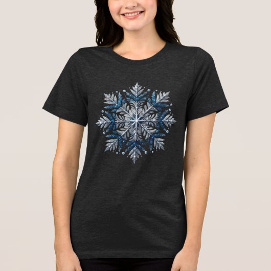 T-shirt En Tri-matière Elegant Glitter Snowflake Christmas (Recto)