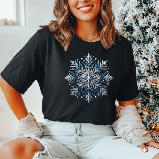 T-shirt En Tri-matière Elegant Glitter Snowflake Christmas