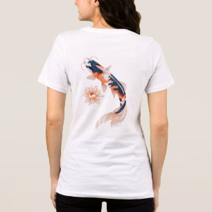 T-shirt En Tri-matière Élégant Koi Poisson et Lotus Flower T-S double fac