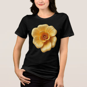 T-shirt En Tri-matière Elégante Fleur Jaune Or Bella+Canvas