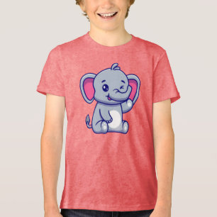 T-shirt En Tri-matière Éléphant Bébé Assis Faisant un Signe de la Main-23