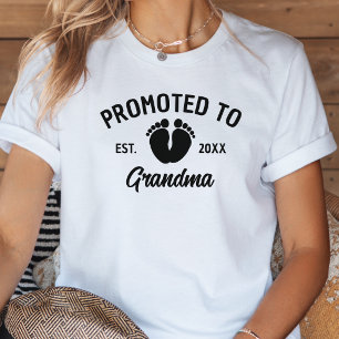 T-shirt En Tri-matière Élévation de Mamie à Bébé Empreintes de Pieds Mode