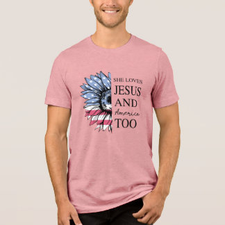 T-shirt En Tri-matière Elle aime Jésus et l'Amérique aussi le 4 juillet