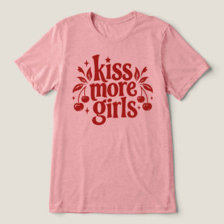 T-shirt En Tri-matière Embrassez plus de filles Rétro typographie cerise