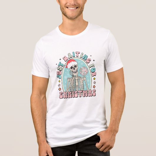 T-shirt En Tri-matière En Attente De Noël Skeleton Rétro (Recto)