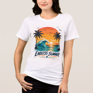 T-shirt En Tri-matière Endless Summer | Coucher de soleil tropical rétro