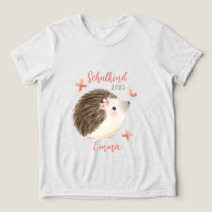T-shirt En Tri-matière Enfant scolarisé - Hérisson - Design aquarelle ros