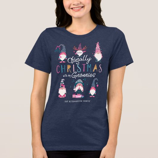 T-shirt En Tri-matière Enfin Noël Avec Mes Gnomies Drôle Gnomes (Recto)