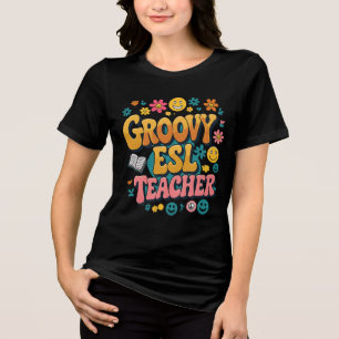 T-shirt En Tri-matière Enseignant super de l'ESL - Rétro Multicultural Bi