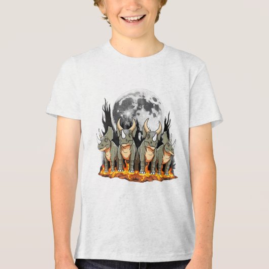T-shirt En Tri-matière Epic Triceratops Dinosaur – Fiery Moonlight Prehis (Recto)