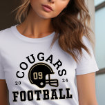 T-shirt En Tri-matière Équipe de football personnalisée Maman Gold et Gre<br><div class="desc">T-shirt de football avant et arrière personnalisées pour maman - montré en Design blanc pour maman de football dispose d'un casque de football avec texte sportif qui peut être customisé pour le nom de l'équipe, le nom de famille du fils, et son numéro de maillot. Des couleurs gris or et...</div>