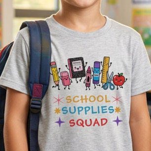 T-shirt En Tri-matière Équipe de Fournitures Scolaires Mignonnes Écolier