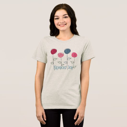 T-shirt En Tri-matière Étendre Joy Rose Bleu Fleurs (Recto plein)