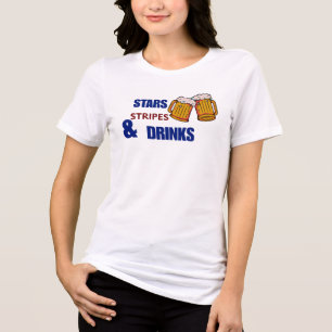 T-shirt En Tri-matière Étoiles Bandes & Boissons Drôle Patriotique 4 juil