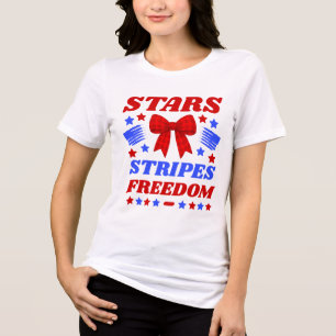 T-shirt En Tri-matière Étoiles Rayures & Liberté Nœud Gingham Rouge