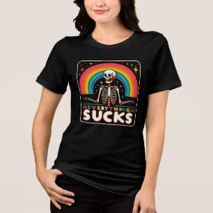 T-shirt En Tri-matière "Everything sucks" Skeleton & Rainbow Shirt 💀 🌈 
