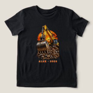 T-shirt En Tri-matière Excavatrice Lourde Personnalisée