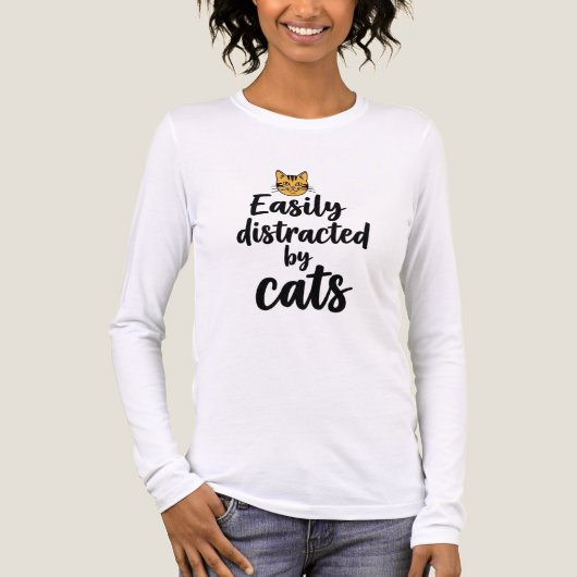 T-shirt En Tri-matière Facilement distrait par la conception de chats (Recto)