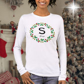 T-shirt En Tri-matière Famille de Noël Monogramme première manche longue