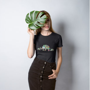 T-shirt En Tri-matière Famille d'éléphants colorés rétro