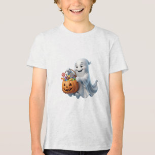 T-shirt En Tri-matière Fantôme avec seau de bonbons Dessin mignon d'Hallo