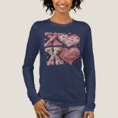 T-shirt En Tri-matière Faux Knitted-Design XOXO Valentine Long Sleeve  (Recto)