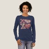 T-shirt En Tri-matière Faux Knitted-Design XOXO Valentine Long Sleeve  (Recto complet)