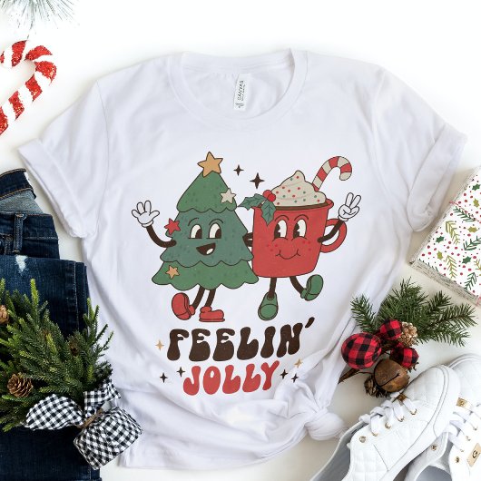 T-shirt En Tri-matière Feelin' Jolly Fêtes de Noël Funny Retro