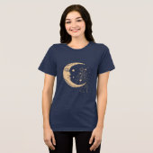 T-shirt En Tri-matière Femme céleste lune & étoiles, boho, or élégant (Recto plein)