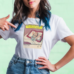 T-shirt En Tri-matière Femme Déterminée Bande Dessinée Rétro Romance Vint