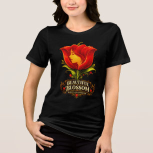 T-shirt En Tri-matière Femme Florale Visage Art Botanique Vintage