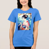 T-shirt En Tri-matière Femme japonaise avec un papillon bleu (Recto)