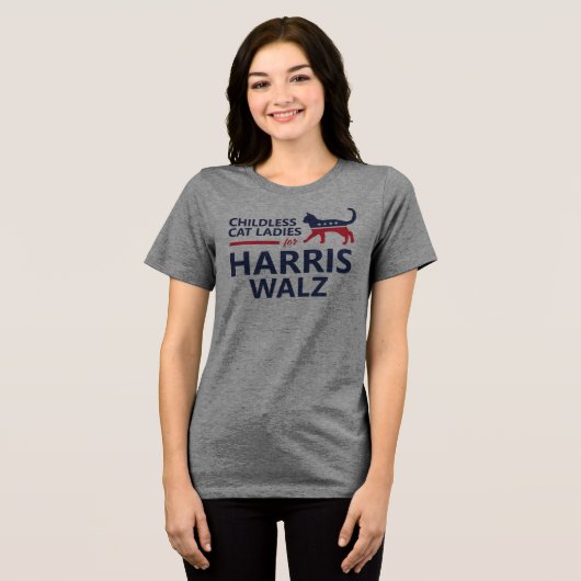 T-shirt En Tri-matière Femmes chats sans enfants pour Harris Walz (Recto plein)