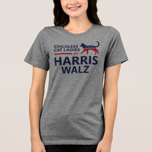 T-shirt En Tri-matière Femmes chats sans enfants pour Harris Walz (Recto)