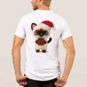 T-shirt En Tri-matière Festive Siamese Cat with Santa Hat and Gift Box (Verso)