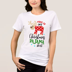 T-shirt En Tri-matière Fête du pyjama de Noël Chemise mignonne Reindeer