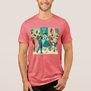 T-shirt En Tri-matière Fête Moderne Du Milieu Du Siècle Martini Dance