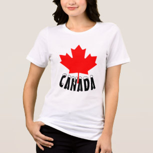 T-shirt En Tri-matière Feuille d'érable rouge vif Canada Texte enneigé
