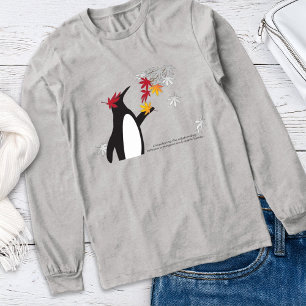 T-shirt En Tri-matière Feuilles d'érable d'automne et manchot drôle migno