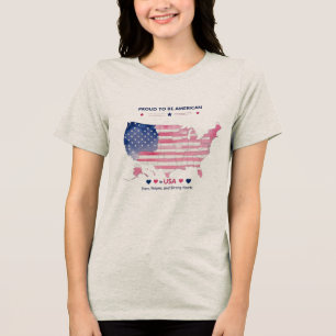 T-shirt En Tri-matière Fier d'être Américaine Bella+Canvas Femmes
