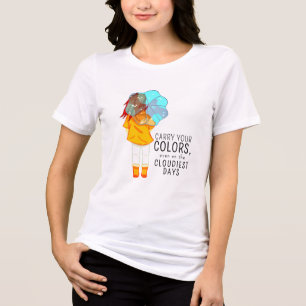 T-shirt En Tri-matière Fille avec parapluie dans le dessin éolien