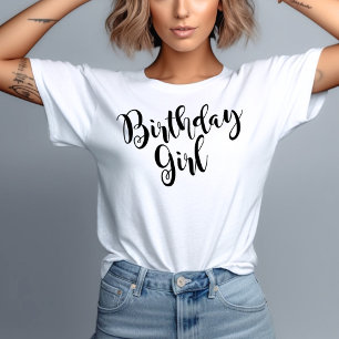T-shirt En Tri-matière Fille d'anniversaire moderne Script noir femmes