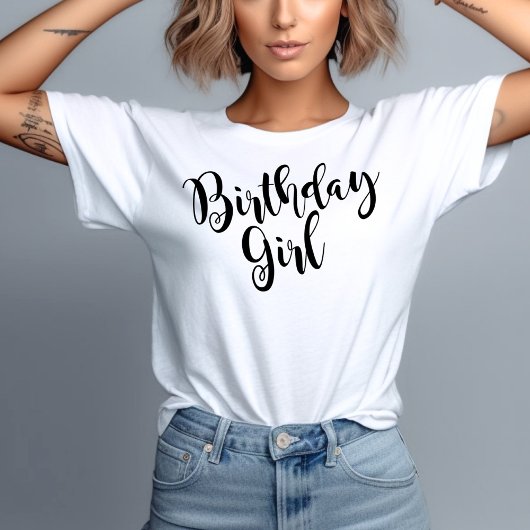 T-shirt En Tri-matière Fille d'anniversaire moderne Script noir femmes